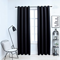 vidaXL Blackout Curtains with Rings 2 pcs Black 54