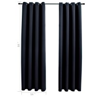 vidaXL Blackout Curtains with Rings 2 pcs Black 54