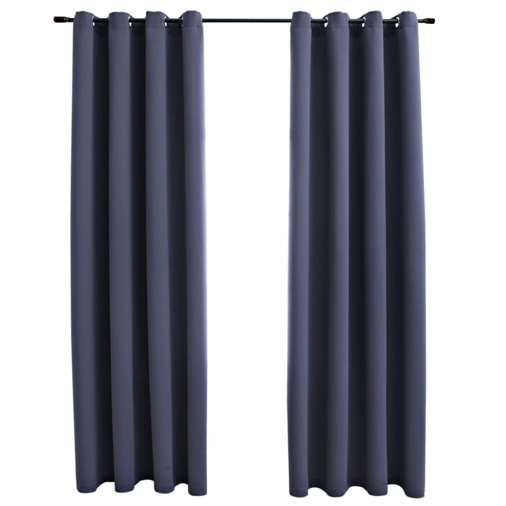 vidaXL Blackout Curtains with Rings 2 pcs Anthracite 54