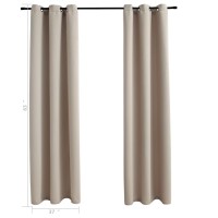 vidaXL Blackout Curtains with Rings 2 pcs Beige 37