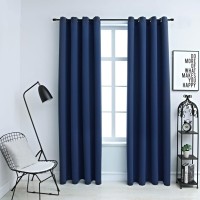 vidaXL Blackout Curtains with Rings 2 pcs Navy Blue 54