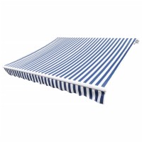 vidaXL Awning Top Sunshade Canvas Blue & White 13.1'x9.8' (Frame Not Included)