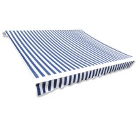 vidaXL Awning Top Sunshade Canvas Blue & White 19.7'x9.8' (Frame Not Included)