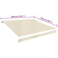 vidaXL Awning Top Sunshade Canvas Cream 9.8'x8.2' (Frame Not Included)