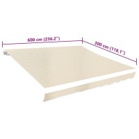 vidaXL Awning Top Sunshade Canvas Cream 19.7'x9.8' (Frame Not Included)