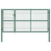 Vidaxl Garden Fence Gate With Posts 137.8X55.1 Steel Green