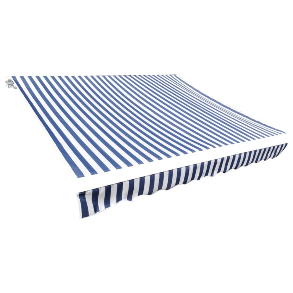 vidaXL Awning Top Sunshade Canvas Blue & White 177.2