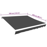 vidaXL Awning Top Sunshade Canvas Anthracite 137.8