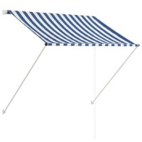 Vidaxl Retractable Awning 59.1X59.1 Blue And White