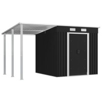 vidaXL Garden Shed with Extended Roof Anthracite 136.2