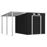 vidaXL Garden Shed with Extended Roof Anthracite 136.2