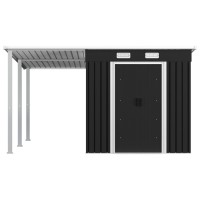 vidaXL Garden Shed with Extended Roof Anthracite 136.2