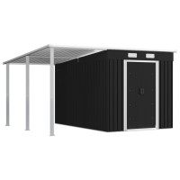 vidaXL Garden Shed with Extended Roof Anthracite 132.3