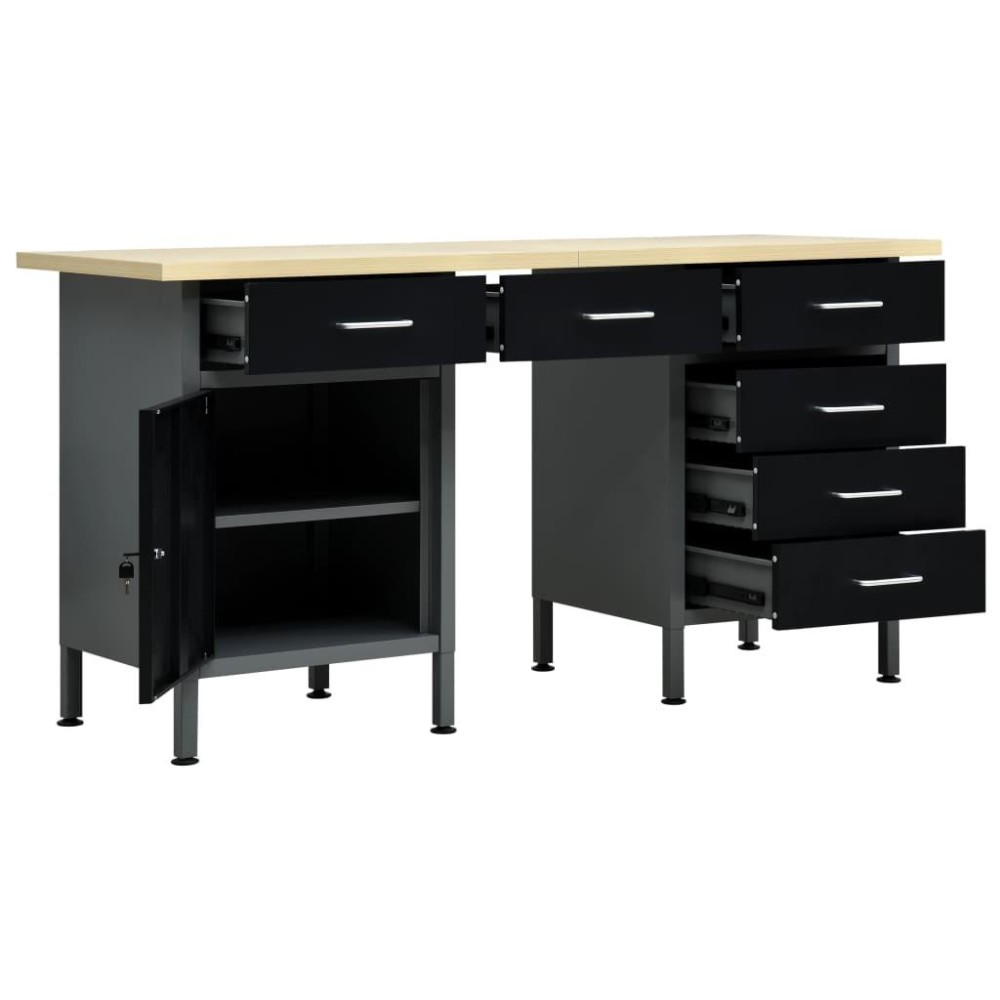 Vidaxl Workbench Black 63X23.6X33.5 Steel