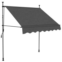 Vidaxl Manual Retractable Awning With Led 39.4 Anthracite