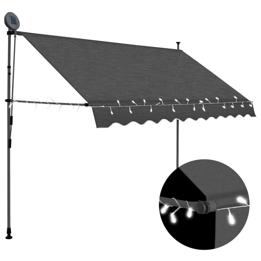 vidaXL Manual Retractable Awning with LED 98.4