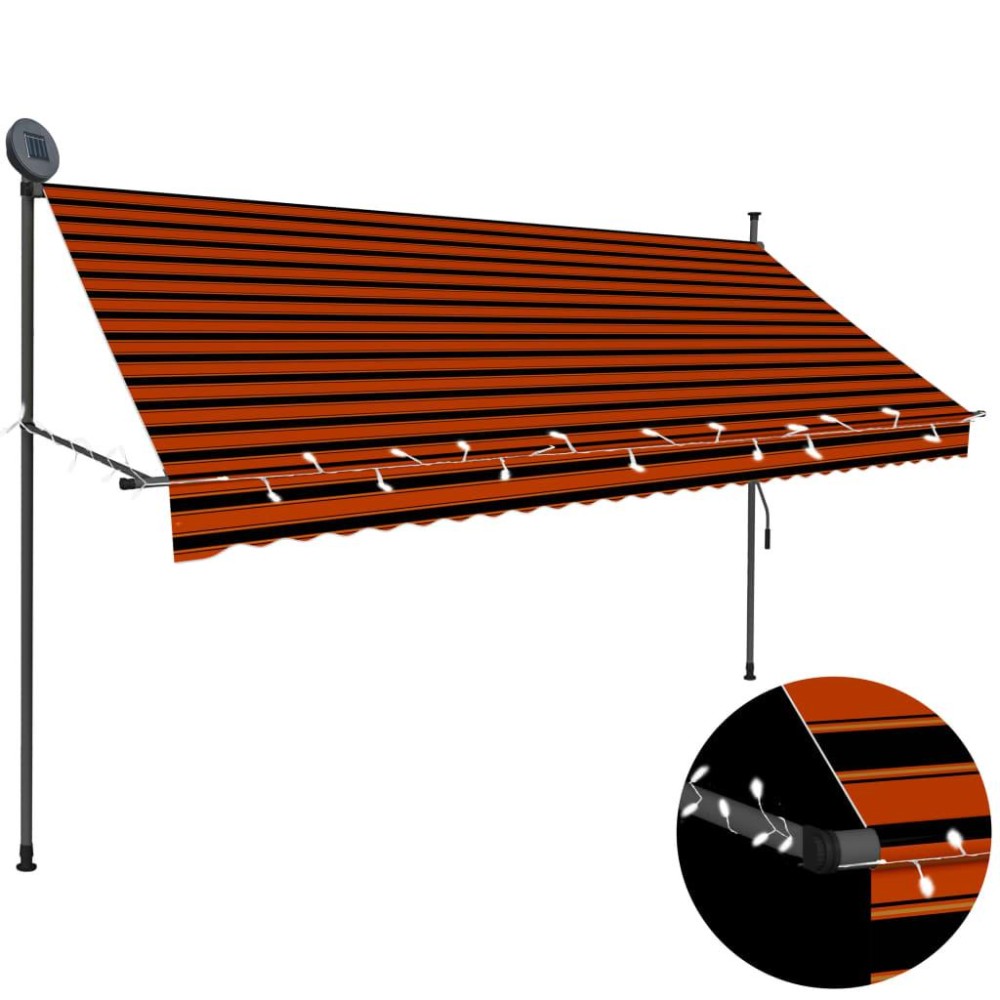 vidaXL Manual Retractable Awning with LED 118.1