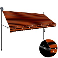 vidaXL Manual Retractable Awning with LED 118.1