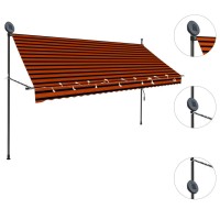 vidaXL Manual Retractable Awning with LED 118.1