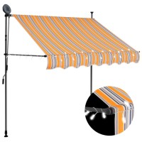 vidaXL Manual Retractable Awning with LED 59.1