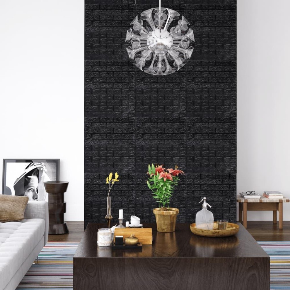 vidaXL 3D Wallpaper Bricks Self-adhesive 20 pcs Black