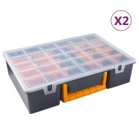 Vidaxl Assortment Boxes 2 Pcs With Removable Dividers 14.2X9.8X3.3 Pp