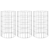 vidaXL Circular Gabion Raised Beds 3 pcs Galvanized Steel 脴11.8