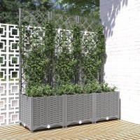 vidaXL Garden Planter with Trellis Light Gray 47.2