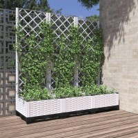 vidaXL Garden Planter with Trellis White 47.2