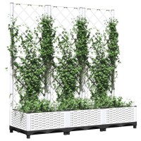 vidaXL Garden Planter with Trellis White 47.2