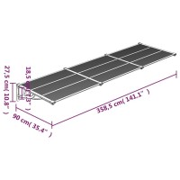 vidaXL Door Canopy Black and Transparent 141.1