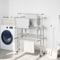 Vidaxl Laundry Drying Rack With Wheels 35X25.2X50.8 Aluminum