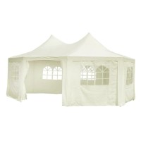 vidaXL Octagonal Party Tent Cream 19.7'x14.4'x11.5'