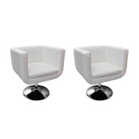 vidaXL Bar Chairs 2 pcs White Faux Leather