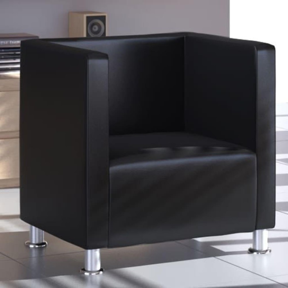 vidaXL Cube Armchair Black Faux Leather