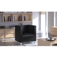 vidaXL Cube Armchair Black Faux Leather