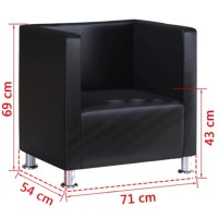 vidaXL Cube Armchair Black Faux Leather