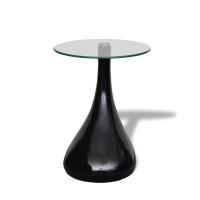 vidaXL Coffee Tables 2 pcs with Round Glass Top High Gloss Black