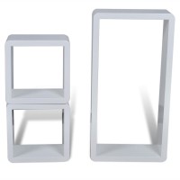 Three Piece Cuboid Shelf Set High Gloss White