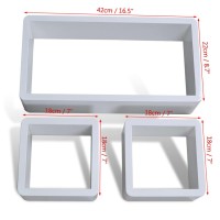 Three Piece Cuboid Shelf Set High Gloss White