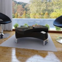 Daonanba Coffee Table Shape-Adjustable High Gloss Black