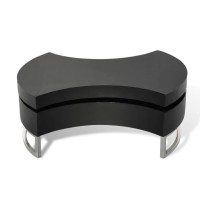 Daonanba Coffee Table Shape-Adjustable High Gloss Black