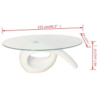 vidaXL Coffee Table with Oval Glass Top High Gloss White