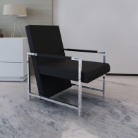 vidaXL Armchair with Chrome Feet Black Faux Leather