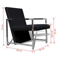 vidaXL Armchair with Chrome Feet Black Faux Leather