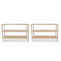 Vidaxl 3-Tier Shoe Racks 2 Pcs Solid Fir Wood