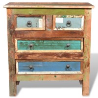Vidaxl Reclaimed Cabinet Solid Wood With 4 Drawers