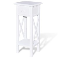 vidaXL Side Table with Drawer White