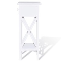 vidaXL Side Table with Drawer White