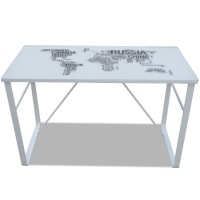 Rectangular Desk with Map Pattern